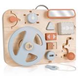 Montessori Busy Board for Toddlers - Wooden Montessori Toys, Aesthetic Sensory Activity for Fine Motor Skills, Travel Busy Board Educational Sensory Toys for Boys and Girls - Retail: $20