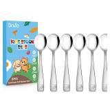 Stainless Steel Toddler Spoons Set - 6 Pieces Kids Spoons Set Children Safe Food Grade Kids Silverware Small Spoon Metal Toddler Utensils Dishwasher Safe Mirror Polished - Retail: $6