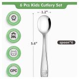 Stainless Steel Toddler Spoons Set - 6 Pieces Kids Spoons Set Children Safe Food Grade Kids Silverware Small Spoon Metal Toddler Utensils Dishwasher Safe Mirror Polished - Retail: $6