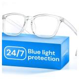 Transparent, Clear Blue Light Glasses for Computer & Gaming - Anti UV Ray Lenses, Scratch-Resistant & Comfort Fit - Retail: $6