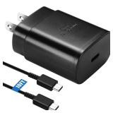 S25 S24 S23 S22 Fast Charger for Samsung Phone,25W USB C Charger Android Chargers Type C Charger Fast Charging Block &10 Ft USB C Cable Cord for Samsung Galaxy S25/S24/S23/S22/S21/S20/Plus/Ultra, Blac