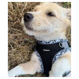 Petank Medium Dog Harness (Black) - Jacquard Fabric, Velcro - Easy Walk Harness for Training, Running, Walking - Reflective Strip - Size M - Dogs of Various Breeds & Sizes - Retail: $10