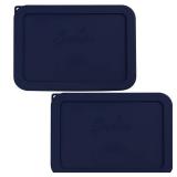 6 Cup Rectangle Silicone Storage Cover Lids Replacement for Pyrex 7211-PC Glass Bowls, Container not Included (Navy Blue) - Retail: $17