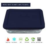 6 Cup Rectangle Silicone Storage Cover Lids Replacement for Pyrex 7211-PC Glass Bowls, Container not Included (Navy Blue) - Retail: $17