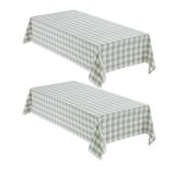Checkered Tablecloth Rectangle, 2 Pack Gingham Table Cloths Waterproof Wrinkle Free Buffalo Plaid Table Covers Washable for Dining, Parties & Outdoor Picnic(Sage Green and White, 52x70") - Retail: $19