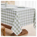 Checkered Tablecloth Rectangle, 2 Pack Gingham Table Cloths Waterproof Wrinkle Free Buffalo Plaid Table Covers Washable for Dining, Parties & Outdoor Picnic(Sage Green and White, 52x70") - Retail: $19