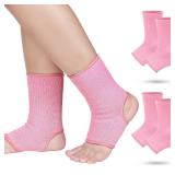 4 Pieces/ 2 Pair Kids Ankle Support Brace Elastic Kids Compression Socks Knitted Ankle Sleeve for Jogging Running Fitness (Pink,5-10 Years) - Retail: $10