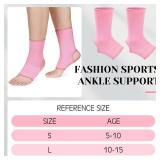 4 Pieces/ 2 Pair Kids Ankle Support Brace Elastic Kids Compression Socks Knitted Ankle Sleeve for Jogging Running Fitness (Pink,5-10 Years) - Retail: $10