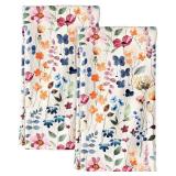 Miss Adola Flour Sack Kitchen Towels Set of 2-18x26 Cotton Dish Towels with Hanging Loop Reusable Tea Towel for Cleaning Spring Absorbent Dishcloths Cute Home Decor Housewarming, Watercolor Flower - R
