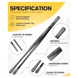 4 Pcs Fine Long Tweezer Tongs Professional Black, 12