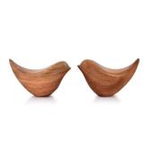Acacia Wood Bird Statues Set Home DÃ©cor Bird Sculpture for Living Room, Bathroom, Office Modern Style Birds Decorative Ornaments (Set of 2) (4.5 x 2" x 2.5") one has Crack  - Retail: $12"