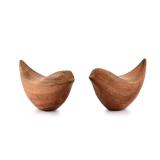 Acacia Wood Bird Statues Set Home DÃ©cor Bird Sculpture for Living Room, Bathroom, Office Modern Style Birds Decorative Ornaments (Set of 2) (4.5 x 2" x 2.5") one has Crack  - Retail: $12"