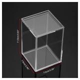 4 Pack Clear Display Case for Mini Action Figures, Acrylic Box with Sliding Door, Stackable Cube Small Showcase, Free Standing Collectibles Protection, 3x3x4.5 Inches - Retail: $24