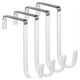 Mars-Rock Over The Door Metal Hooks with Plastic Coating 5.5 Fit 0.5" to 2" Wide Door 4 Pcs Heavy Duty Single Towel Robe Rack Wreath Bathroom Shower Hanger Shoe Organizer Ironing Board Short White - R