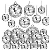 20 Pcs Disco Balls, 4 Sizes Mini Mirror Ball Decorations Silver Hanging Ornaments with Rope for 70s Disco Theme Wedding Birthday Party Dance Music Prom Props - Retail: $10