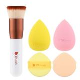 Foundation Brush with Christmas Sponges Puff Flat Top Kabuki Brush for Liquid Blending Mineral Powder Buffing Stippling - Retail: $10