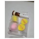 Foundation Brush with Christmas Sponges Puff Flat Top Kabuki Brush for Liquid Blending Mineral Powder Buffing Stippling - Retail: $10