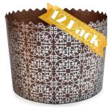 12 oz Easter Bread Paper Molds for Baking 12 Pack - Easter Bread Paper Mold Silver Design - Kulich Paska Panettone Paper Mold - Retail: $13