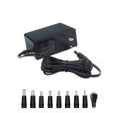 12V Power Supply, 12V 2A 24W Power Supply AC100-240V to DC 12 Volt Adapter with 5.5mm x 2.1mm Tip and 9 Interchangeable Jacks Plug for LED Strip Lights, CCTV Cameras, Routers and More - Retail: $10