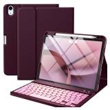 iPad Air 11 Inch/Air 5th 4th Generation Case with Keyboard - Folio Keyboard Cover with Pencil Holder for iPad Air 11-inch M3/M2 (2025/2024), Air 5/Air 4 (Mulberry) - Retail: $33