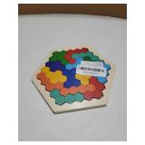 Wooden Blocks Puzzle for Kid Adults Brain Teaser Hexagon Puzzles Games Toy Shape Pattern Block Tangram Geometry Logic IQ STEM Montessori Educational Gift for Kids Boys Girls Challenge - Retail: $8