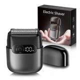 Electric Razor for Men, Foil Shaver and Beard Trimmer for Dry and Wet, Battery LED Display USB-C Fast Charge, IPX7 Waterproof Portable Travel Shaver (Charcoal Black) - Retail: $36