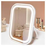 Travel Makeup Mirror with Lights, Portable Small Beauty LED Vanity Mirror with Lights, 1200mAh Battery, Dimmable Touch Screen, Tabletop Folding Compact Mirror, Women Gift - Retail: $14