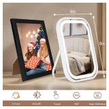 Travel Makeup Mirror with Lights, Portable Small Beauty LED Vanity Mirror with Lights, 1200mAh Battery, Dimmable Touch Screen, Tabletop Folding Compact Mirror, Women Gift - Retail: $14