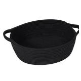 Small Woven Basket, Baskets for Gifts Empty, Baby Basket with Handles, Black Baskets for Organizing, Dog Toy Basket, Rope Baskets for Storage, 12 x 8" x 5" - Retail: $10"