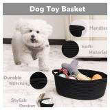 Small Woven Basket, Baskets for Gifts Empty, Baby Basket with Handles, Black Baskets for Organizing, Dog Toy Basket, Rope Baskets for Storage, 12 x 8" x 5" - Retail: $10"