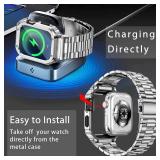 Stainless Steel Band and Case Compatible with Apple Watch Band 46mm Series 11 10, Men Metal Protective Bumper Cover for iWatch 46mm Series 11/10, Silver - Retail: $36