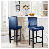 PU Leather Bar Stool Covers with Backs, Waterproof Bar Stool Chair Covers Washable & Wipeable High Back Barstool Slipcovers Chair Protector for Pub, Counter, Cafe, Dining Room (PU Navy, 4 Pack) - Reta
