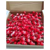 32 Pack Christmas Tree Decoration, 8 Inch Artificial Snowy Red Frosted Berry Stems Christmas Picks Filler for Tree, Holly Berries Christmas Tree Ornaments Xmas Holiday Decor - Retail: $20