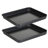 11 Inch Baking Sheets Pan Nonstick Set of 2, Walooza 1-inch Deep Baking Trays, 11X9 Inch Cookie Sheet Replacement Toaster Oven Tray, Non Toxic & Heavy Duty & Easy Clean