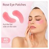 Under Eye Patches, 40 Pairs Eye Mask for Dark Circles, Puffy Eyes, Undereye Bags, Wrinkles, Eye Mask Patches with Rose, Eye Treatment Skin Care for Men & Women Gift - Retail: $10