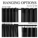 Black Sliding Glass Door Curtains 100 Inch Extra Wide Linen Curtain Semi Sheer Modern Vintage Rustic Light Filtering Back Tab Drape Patio Living Room Divider Bedroom 1 Panel W100xL84 - Retail: $40