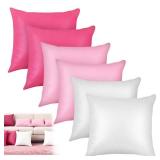 6 Pcs Solid Velvet Throw Pillow Covers 18 x 18" Decorative Cushion Pillow Case Cozy Soft Accent Pillows Cases for Couch Sofa Bedroom Living Room, Pink Series - Retail: $16"