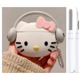 AirPods Pro 2 Case with Cleaner Kit, Protective Shockproof 3D Cartoon, Charging Case Cover for AirPod Pro 1st/2nd Generation (2022/2019) (Kitty White) - Retail: $10