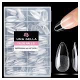 Almond Nail Tips 216pcs Medium Almond Press on Nails Pre-shape Gel Fake Nails for Full Cover Acrylic French False Nails For Nail Extension, DIY Salon 12 Sizes Gelly Tips - Retail: $8