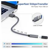 USB 3.0 to USB-C Adapter 0.75FT 2Pack,Type C Female to USB A Male Cable for New iPhone 17 16 15 14 13 Pro Max Air Car Charger,5Gbps 3.1 Type C Converter for iPad mini, Samsung Galaxy S25 S24 - Retail: