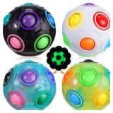 4 Pcs Rainbow Puzzle Ball Glow Fidget Ball Puzzle Brain Teaser Fidget Toy for Boys & Girls Christmas Stocking Stuffers(Chic Style) - Retail: $15