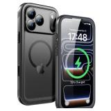 iPhone 17 Pro Case - IP68 Waterproof Full Body Heavy Duty Military Shockproof 360 Sealed Rugged Cover for iPhone 17 Pro 6.3 Inch Black Compatible with Magsafe - Retail: $32