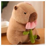 11.8 Capybara Stuffed Animals, Simulation Capybara Plush Toy, Capybara Plush Doll, Capybara Stuffed Animals Toys for Girls Kids Adults Birthdays (Capybara- Flower) - Retail: $9"