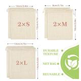 3 Pack Reusable Produce Bags Cotton Mesh Produce Bags Mesh Storage Produce Bags Reusable Durable Double Stitched With Drawstring Produce Bag For Vegetables, Fruit & Grocery Shopping (only 2small ,1 me