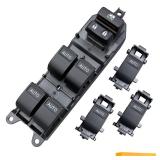 Window Switch Assembly with 3 Single Switches & LED Backlight, Compatible with Toyota Tundra/Sequoia 2007-2021 Models (Driver Side + Passenger/Rear Doors) (Four-door one-button switch, White) - Retail