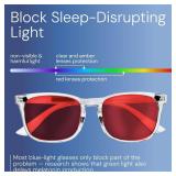 Blocking Gaming Glasses Blue Green Light for Computer Sleeping, Dual Coatings Red Lenses, for Women & Men - Retail: $16