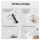 Baby Blender Food Maker, Fruits, Vegetables, Meats, Potatoes, Avocados, Gift Package with A feeding spoon, A bib, A set of 4 separate food ice cube trays, and Two 200ml food storage - Retail: $50