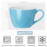 30 OZ Porcelain Coffee Mugs, Set of 2 Large Mugs for Soup, Cereal and Salad (blue) - Retail: $25