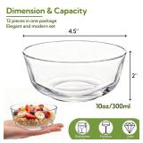 12 Pieces Small Glass Bowl Set, 10 oz Clear Prep Dessert Bowls for Kitchen, Stackable Snack Serving Side Dishes for Ice Cream, Dipping, Sauce, Nuts - Retail: $27