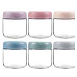 6-pack 10oz Glass jars with Airtight Lids, Overnight Oats Containers with Lids, Wide mouth Mason Salad jars, Glass Food Storage Containers for Snacks Yogurt Spice Sugar - Retail: $19